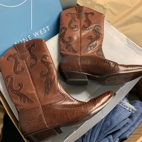 Nine West Romnee Cognac Cowboy Boots - Picture 2 of 4